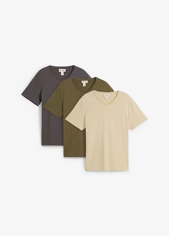 Lot de 3 T-shirts col V, bonprix