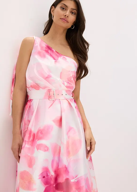 Robe asymétrique en satin brillant, bonprix