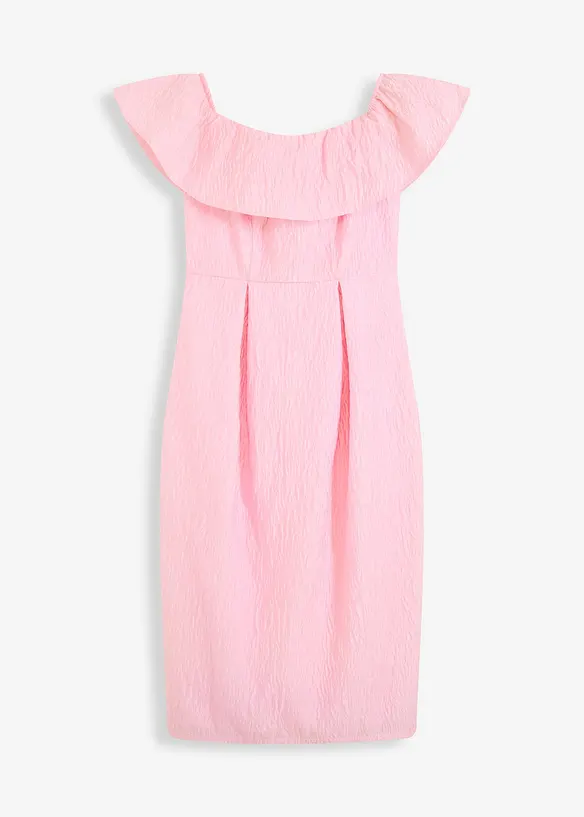 Carmen-Kleid aus glänzendem Jacquard, bonprix