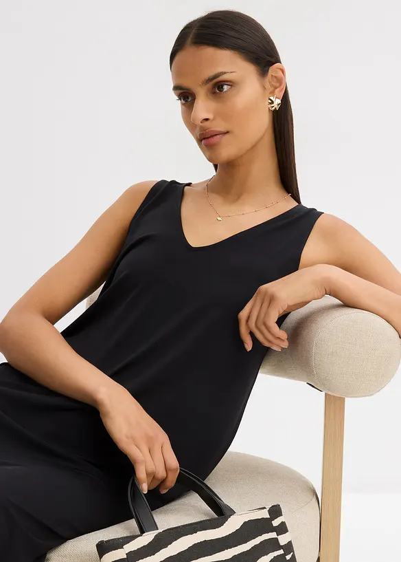 Fließendes Trägerkleid mit V-Ausschnitt, bonprix