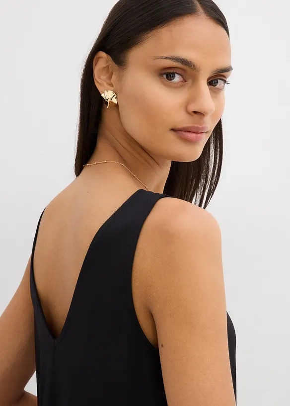 Fließendes Trägerkleid mit V-Ausschnitt, bonprix
