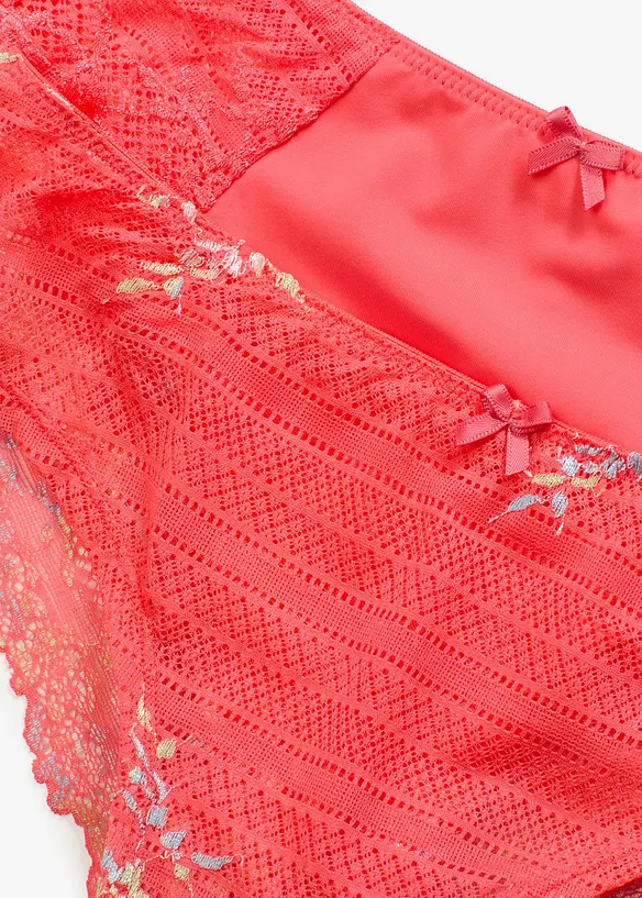 Lot de 2 slips brésiliens à dentelle multicolore, bonprix