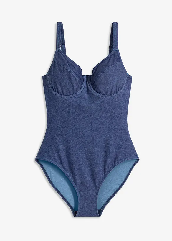 Maillot 1 pièce à armatures, aspect jean, bonprix