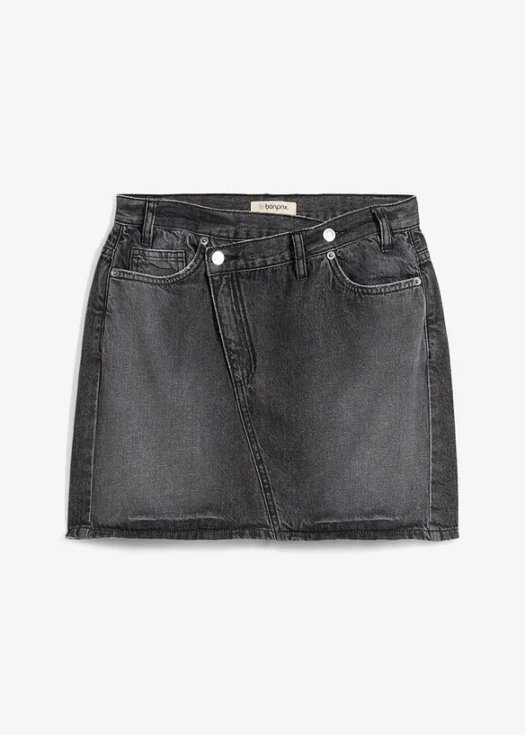 Jupe en jean à fermeture décalée asymétrique, bonprix
