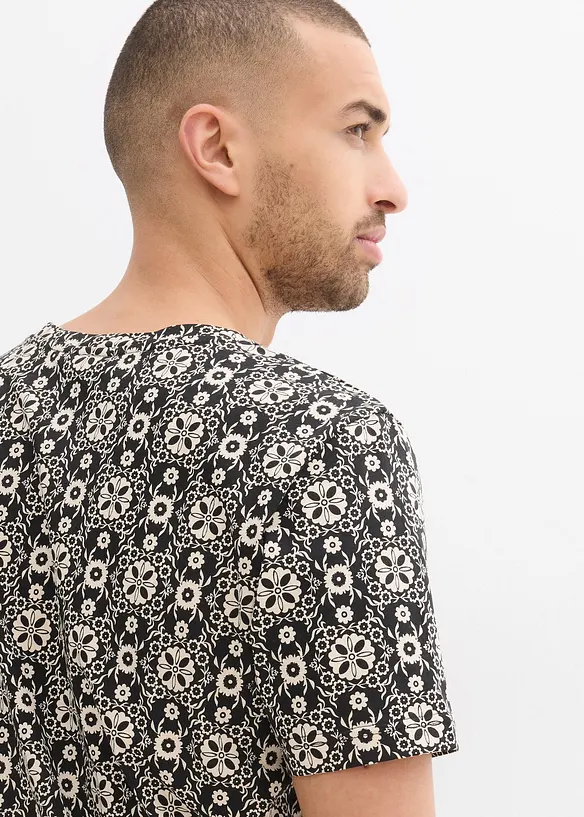 T-shirt col tunisien 100% coton, bonprix