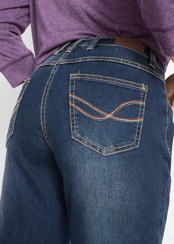 Jean droit taille mi-haute, extensible, bonprix