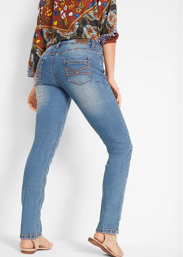 Jean droit taille mi-haute, extensible, bonprix