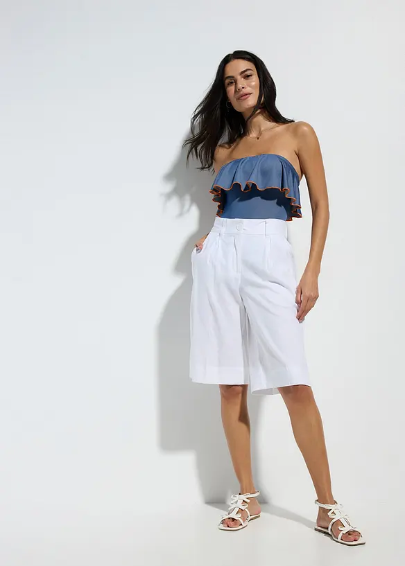 Maillot 1 pièce bandeau, aspect jean, bonprix