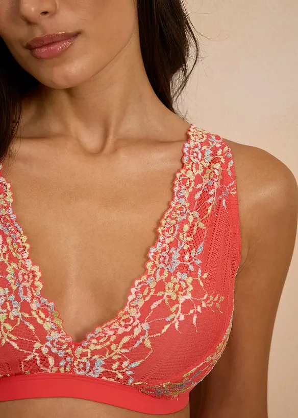 Bralette ohne Bügel mit mehrfarbiger Spitze, bonprix