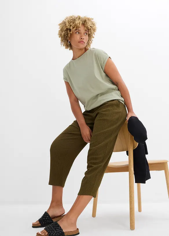 Pantalon en jersey texturé, bonprix