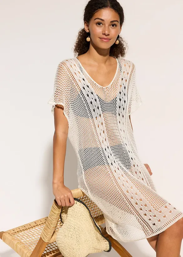 Strandkleid in Häkeloptik aus fließender Viskose, bonprix