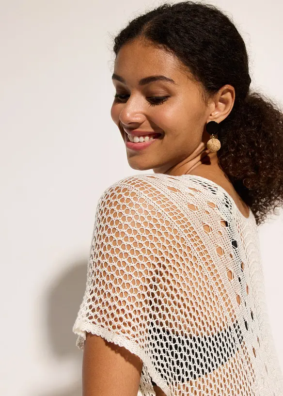 Strandkleid in Häkeloptik aus fließender Viskose, bonprix