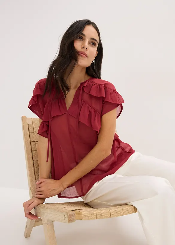 Chiffonbluse mit Volants, bonprix