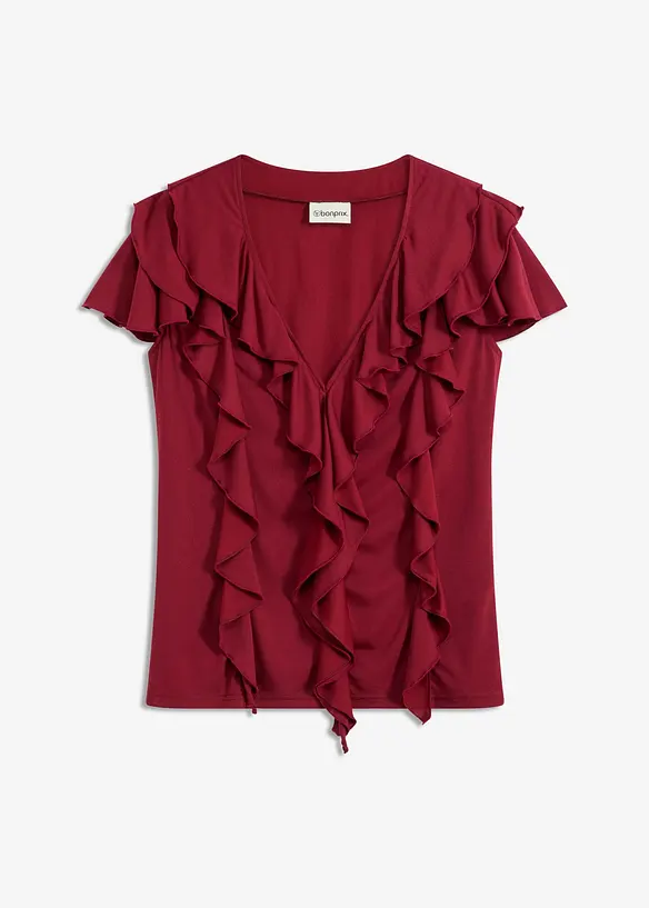 T-shirt avec volants en modal mélangé, bonprix