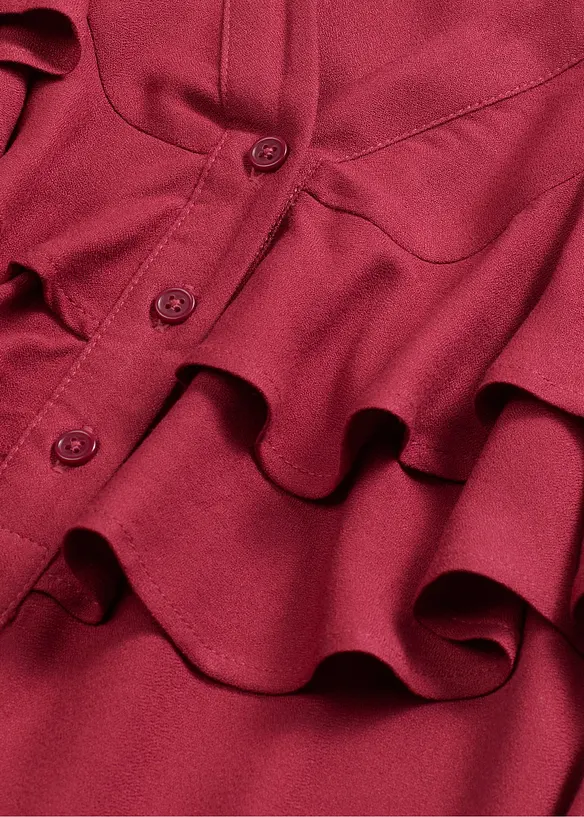 Midikleid mit Volants aus strukturiertem Crêpe, bonprix