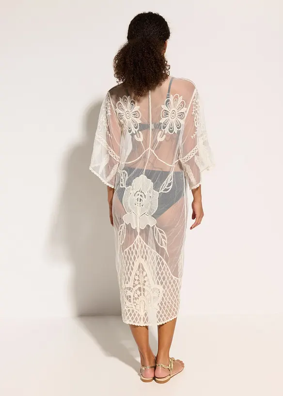 Transparenter Strandkimono mit Spitze, bonprix