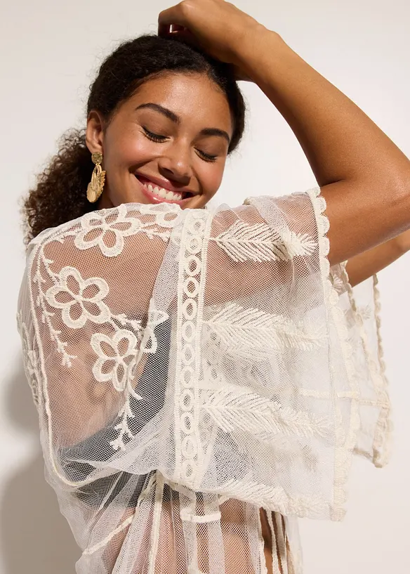 Transparenter Strandkimono mit Spitze, bonprix