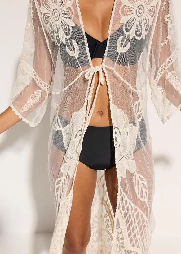 Transparenter Strandkimono mit Spitze, bonprix