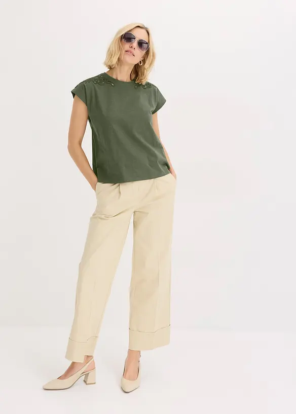 T-shirt avec détails au crochet, bonprix