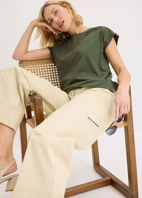 T-shirt avec détails au crochet, bonprix
