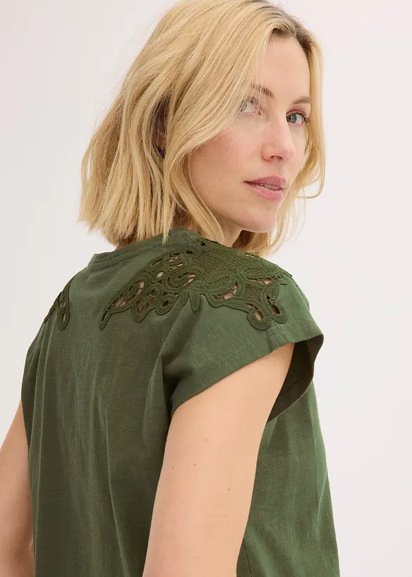 T-shirt avec détails au crochet, bonprix