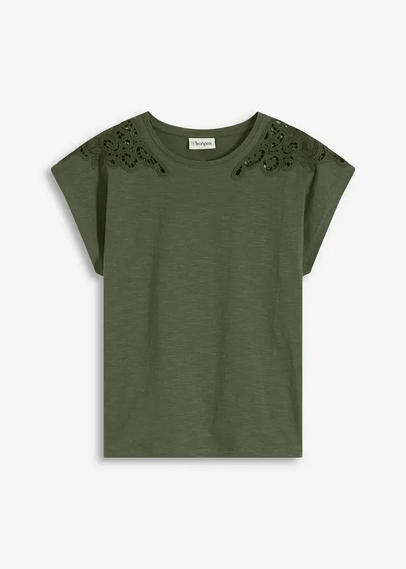 T-shirt avec détails au crochet, bonprix