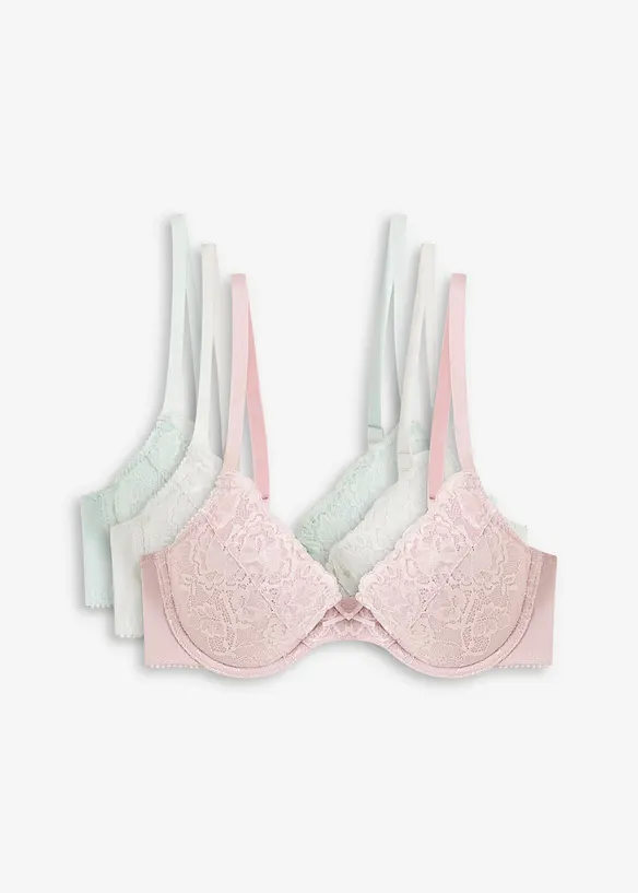 Push-up-BH mit feiner Spitze (3er Pack), bonprix