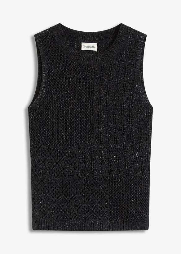 Top en maille ajourée avec fibres métallisées, bonprix