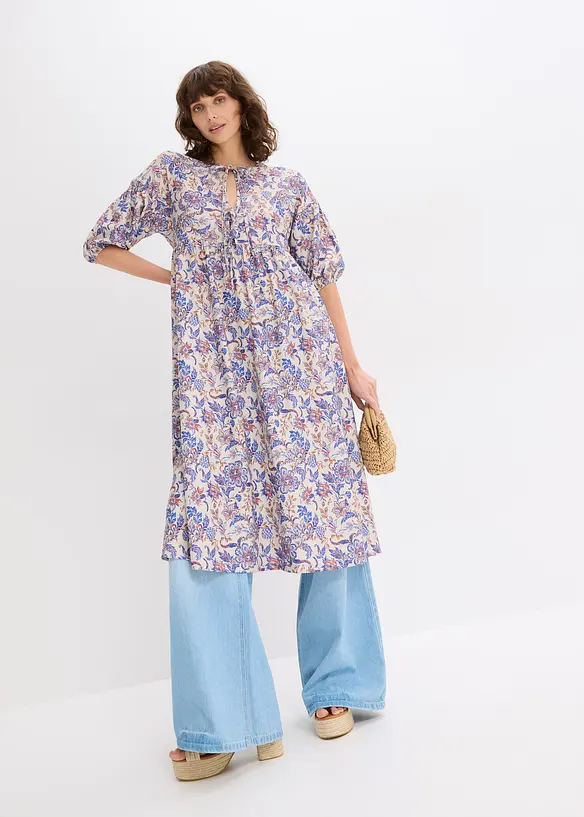 Robe en jersey avec lien à nouer à l’encolure, bonprix