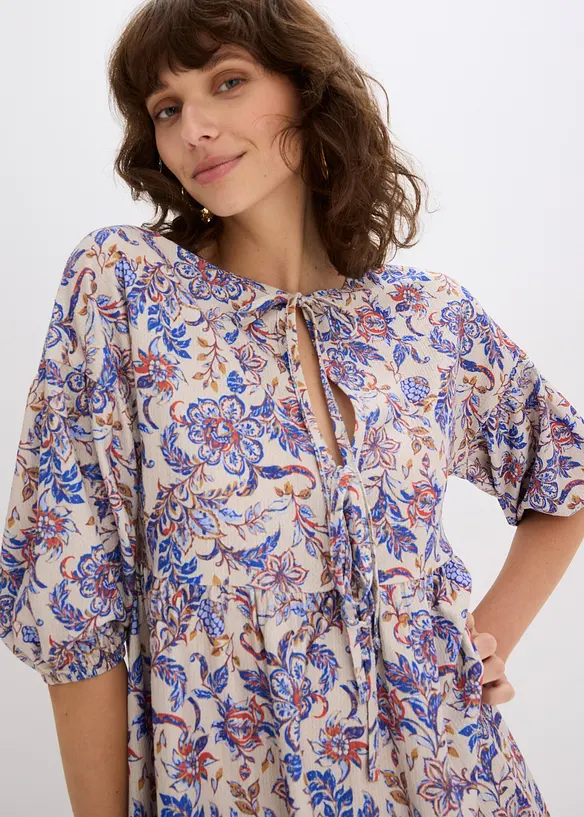 Robe en jersey avec lien à nouer à l’encolure, bonprix