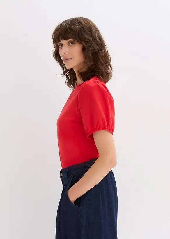Jerseyshirt mit Ärmeln aus Baumwollpopeline, bonprix