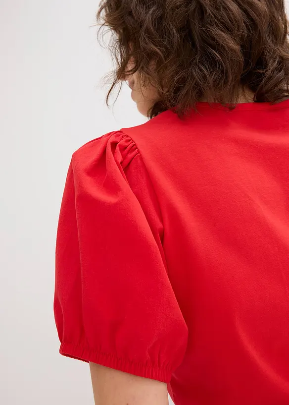 Jerseyshirt mit Ärmeln aus Baumwollpopeline, bonprix