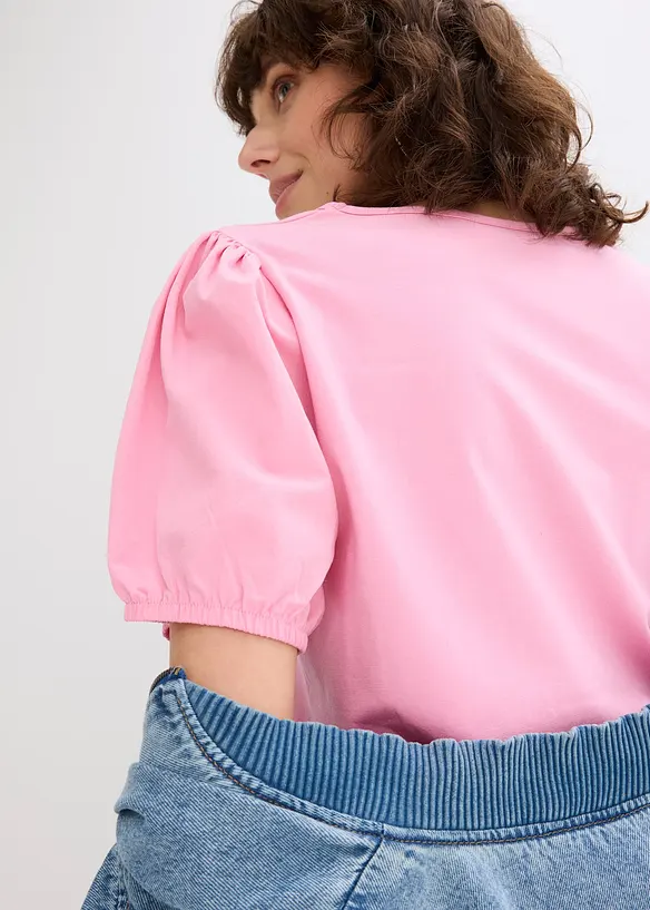 Jerseyshirt mit Ärmeln aus Baumwollpopeline, bonprix