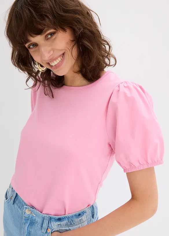 Jerseyshirt mit Ärmeln aus Baumwollpopeline, bonprix
