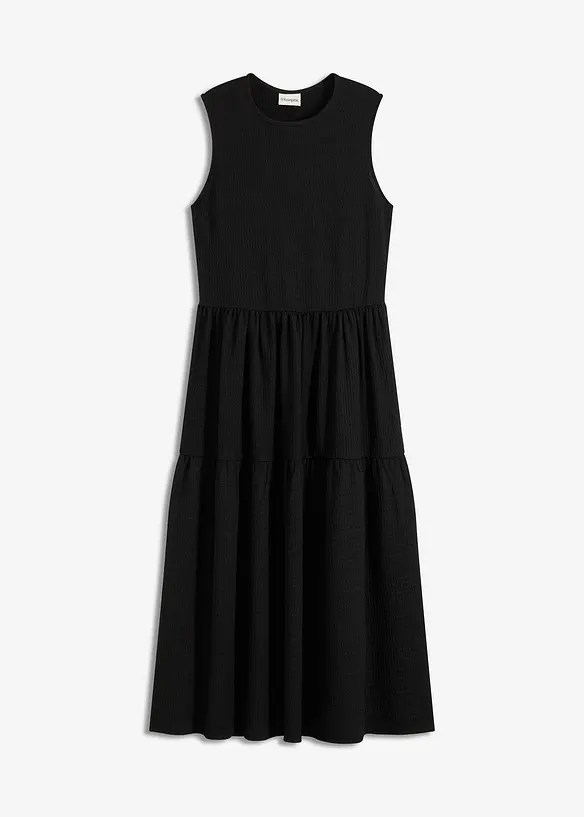 Robe midi en jersey texturé avec découpe dos, bonprix