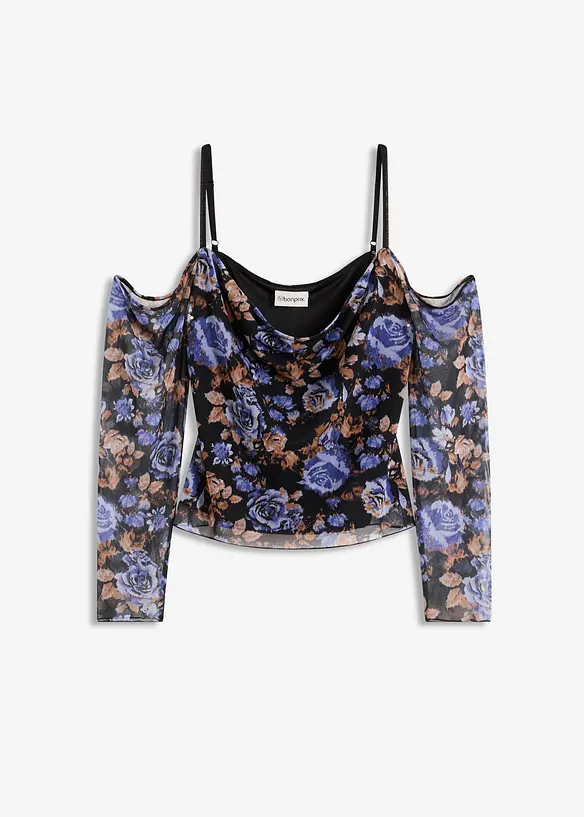 Haut col Bardot en mesh, bonprix