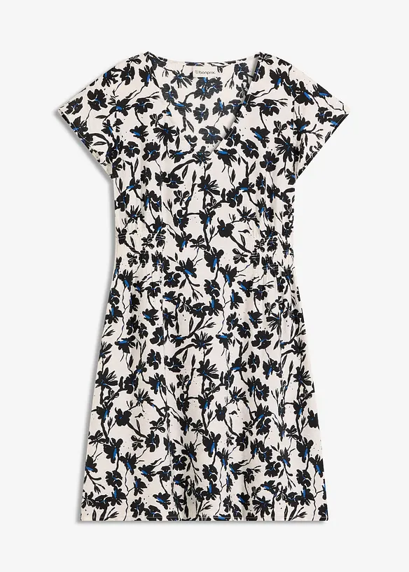 Kleid mit Flügelärmeln aus strukturiertem Material, bonprix