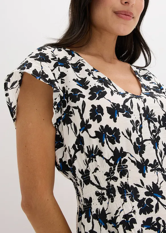 Kleid mit Flügelärmeln aus strukturiertem Material, bonprix
