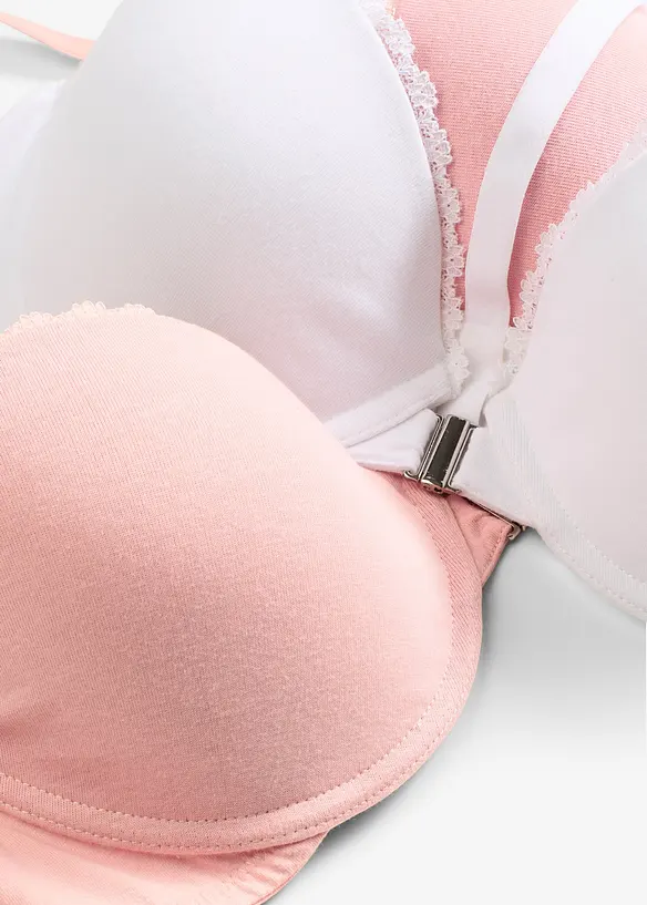 Lot de 2 soutiens-gorge coton à coques et armatures, fermeture devant, bonprix