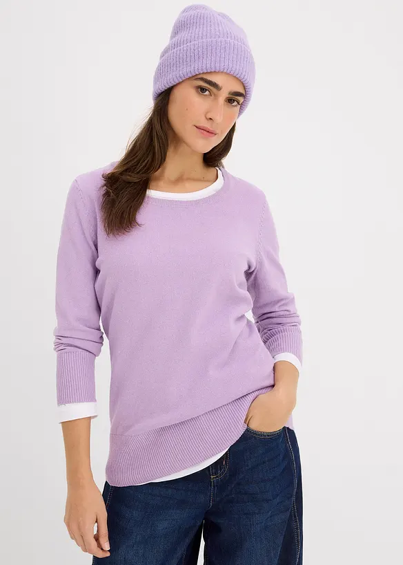 Basic Pullover mit recycelter Baumwolle, bonprix