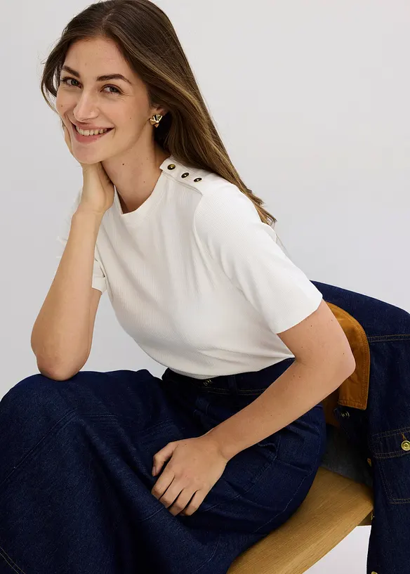 T-shirt côtelé en viscose douce et extensible, bonprix
