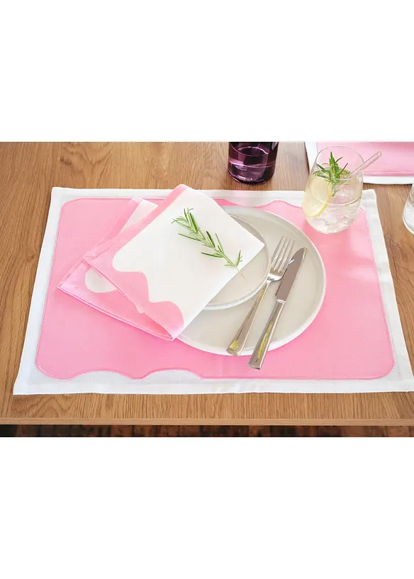 Lot de 2 serviettes de table en coton avec bordure contrastante, bonprix