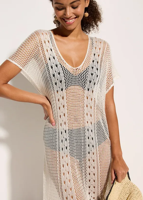 Strandkleid in Häkeloptik aus fließender Viskose, bonprix