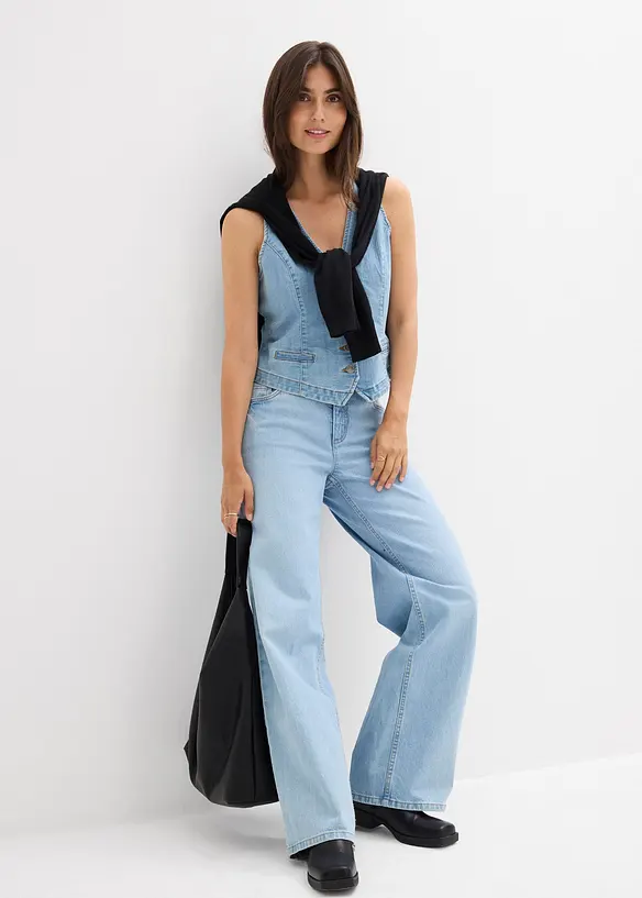 Jean droit taille mi-haute, loose, bonprix