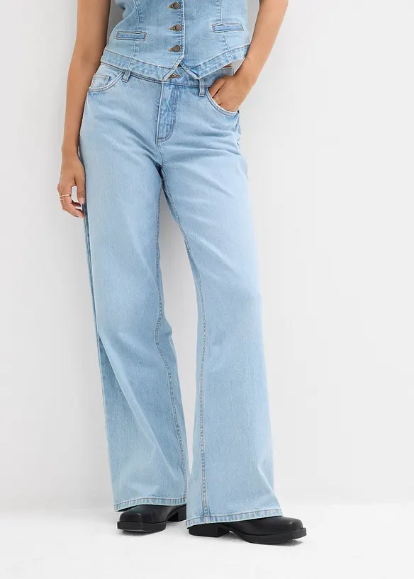 Jean droit taille mi-haute, loose, bonprix