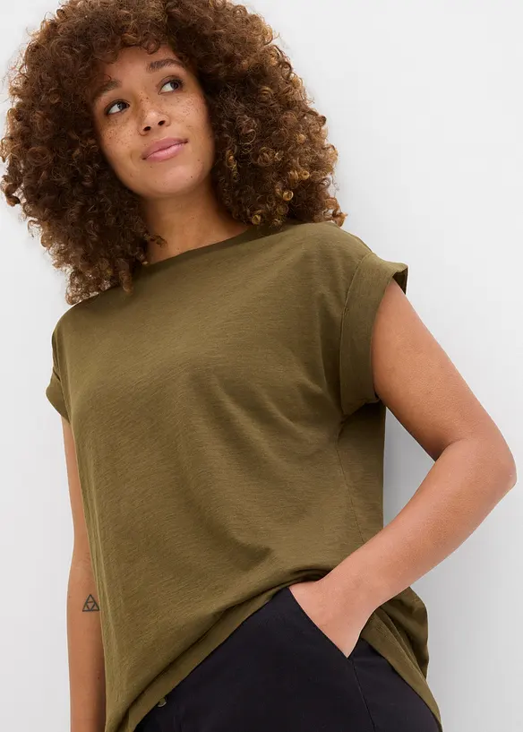 Lot de 2 T-shirts longs 100% coton, bonprix