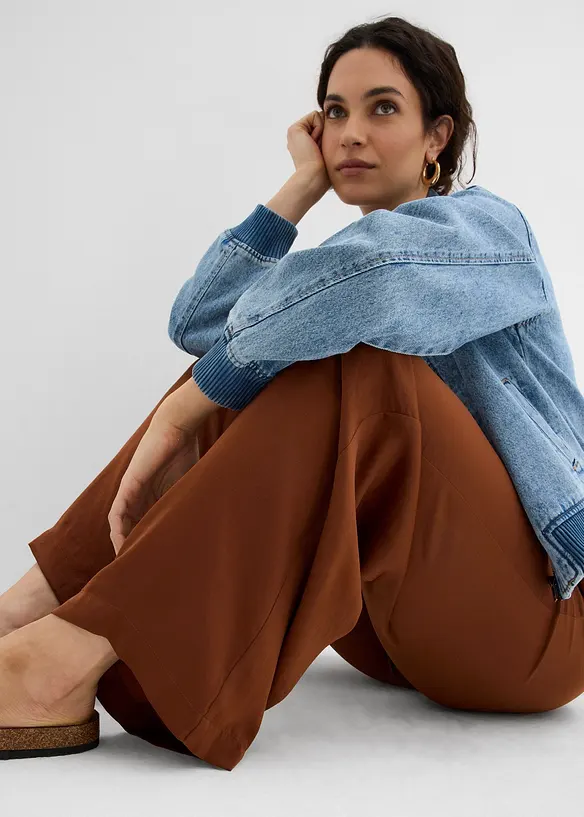 Pantalon palazzo léger et texturé, bonprix