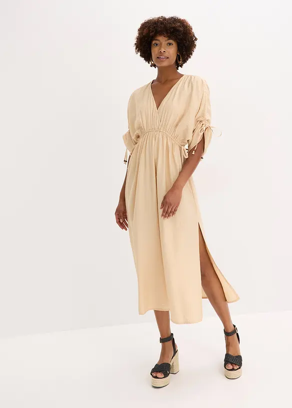 Robe longue à manches amples en matière texturée, bonprix