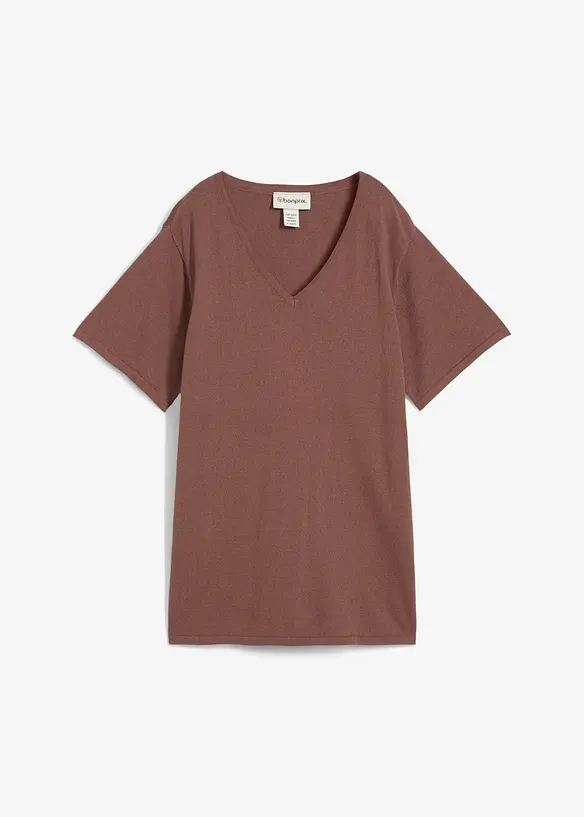 T-shirt en maille fine avec du lin, bonprix