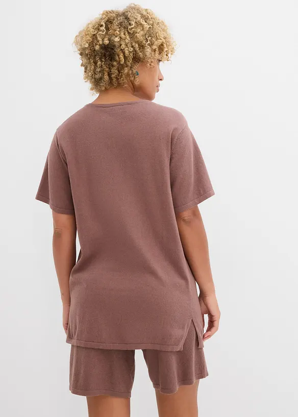 T-shirt en maille fine avec du lin, bonprix